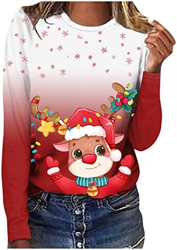 AnniYA Esik Pólók Női 2022 O-Nyak Karácsonyi Nyomtatás Tartály Tetejét Alkalmi Nyugodt, Hosszú Karácsonyi