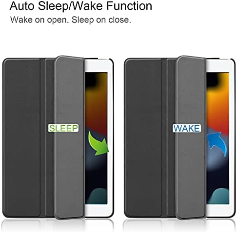 Tok iPad 10.2 2021/2020/2019, Ütésálló Smart Cover Vékony, Könnyű Védő Bőr Shell Auto Sleep/Wake Trifold