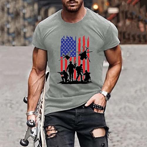 XXBR július 4. Katona Rövid Ujjú T-shirt Mens, USA Zászló Nyomtatás Hazafias Sleeve Sportos izompóló Maximum
