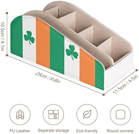 Írország Shamrock Lóhere Zászló PU Bőr Ellenőrzési Tároló Doboz Multi-Funkcionális Asztali Szervező a