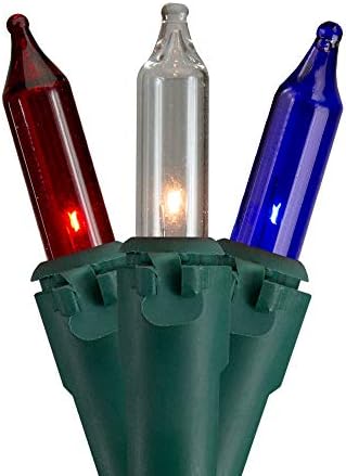 Northlight 50 Gróf Piros, Fehér, Kék július 4 Mini Lámpa Készlet, 10 ft Zöld Drót
