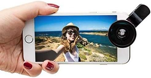 2 az 1-ben Halszem Kamera Lencse Kit Széles Látószögű Makró Klip Csatolja Fekete Sprint HTC One M8 - Sprint