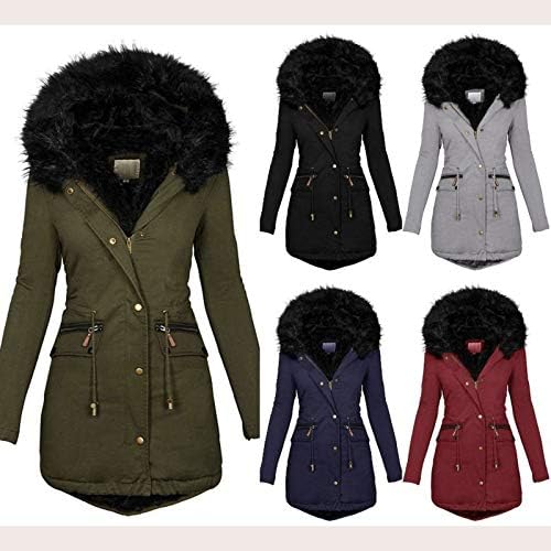 TIMIFIS Női Kabátok Plus Size Felsőkabát szőrmés Kapucni, Polár Vaskos Kabátok Cipzár, Gomb, Felsőruházat