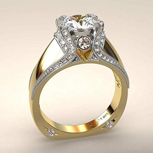 18K Aranyozott Fehér Topáz Nők Esküvői Eljegyzési Gyűrű, Ajándék, Ékszer Mérete 6-10 (10)
