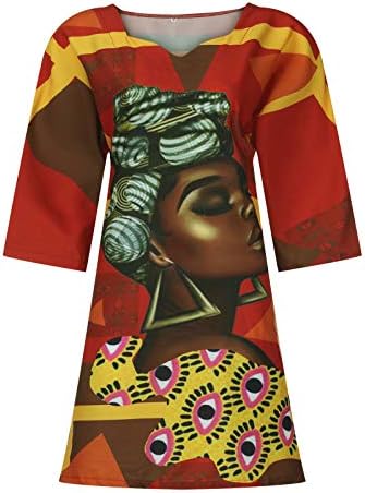 Nő, Nyáron, Ősszel Afrikai Ruha Vintage Alkalmi Fél Ujja V-Nyak Grafikus Ruha 2023 Trendy Plus Size Midi