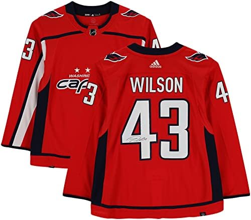 Tom Wilson Washington Capitals Dedikált Piros Adidas Hiteles Jersey - Dedikált NHL-Mezek