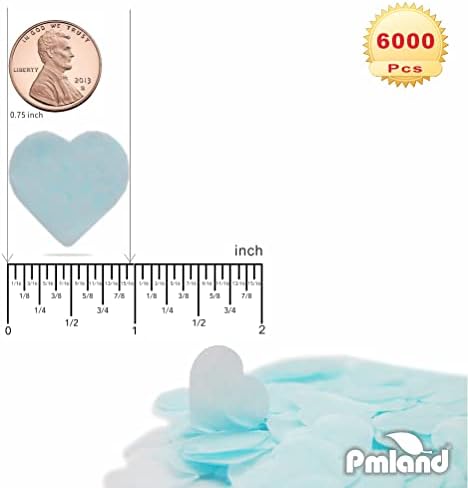 PMLAND Ajándék Csomagolópapír Táblázat Konfetti Szív 2,5 cm (1 Inch) 6000 db - Világos Kék