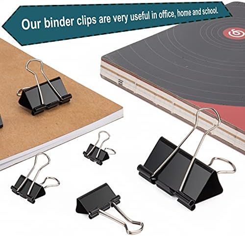 110PCS – Binder Klipek különböző méretűt, Fém Iratgyűjtő Papír Klip, Fekete Gemkapocs a Papírokat, Chip