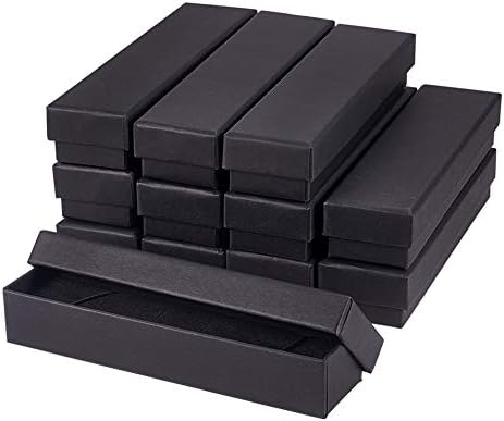 BENECREAT 12 Pack Fekete Nyaklánc Karton ékszerdoboz 7x1.7x1.3 Kraft Papír Dobozban Sokáig Ékszer Ajándék
