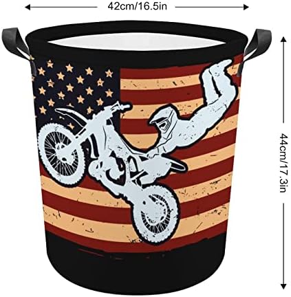 Motocross Dirt Bike USA Amerikai Zászló Összecsukható Kosárban Szennyesben fogantyúval Mosás Bin Koszos