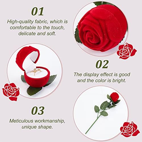 CHGCRAFT 5db Bársony Rózsa Gyűrű Doboz Vörös Rózsa Csokor Gyűrű, Ajándék Doboz, Javaslatát, Esküvő, Eljegyzés,