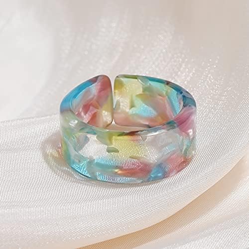 yfstyle 12 Db Műanyag Gyűrűk, Nők, Lányok, Színes Műgyanta Gyűrű Készlet Vastag Kupola Akril Gyűrűk Vintage