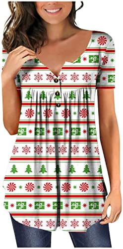 xipcokm Női Karácsony Rövid Ujjú Tshirt Divat Aranyos Grafikus Tunika Maximum Elrejteni Hasa Alkalmi Alkalmi