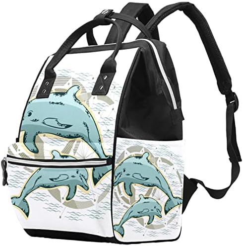 GUEROTKR Utazási Hátizsák, Pelenka táska, Hátizsák Táskában, a zöld delfin hal mintával