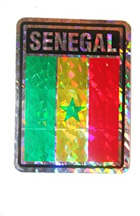 Szenegál TÉR Ország Zászló Fém Lökhárító Matrica, Matrica .. Méret : 4 x 3 ... Új
