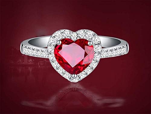 Dungkey Piros Rubin Szív Alakú Drágakő 925 Sterling Ezüst Gyűrűk a Nők Menyasszonyi Jól Ékszer Eljegyzési