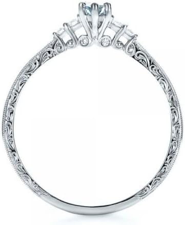 khamchanot Vintage 1ct Akvamarin Gyűrű 925 Ezüst Esküvői Gyűrű Női Férfi Méret 6-10 (8)