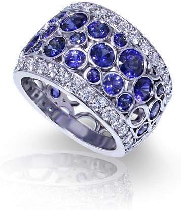 Új Gyönyörű 925 Ezüst-Kék Zafír Gyűrű Nők Eljegyzési Jegygyűrű Ékszer (7)