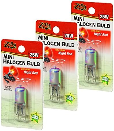 Zilla Mini Halogén Lámpa Hüllő Izzó, 25-watt, Este Piros (3 Csomag)