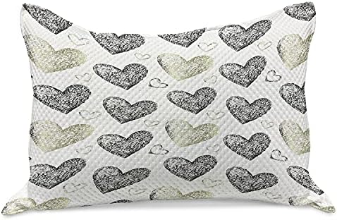 Ambesonne Valentin Nap Kötött Paplan Pillowcover, Modern Design, Kézzel Rajzolt Firkált Szív Motívumok,