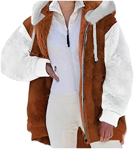 DASEIS Bozontos Fuzzy Zip Szín Blokk Kabátok, Ki Nyissa ki az Elülső Kabátok, Női Hosszú Ujjú Alkalmi